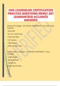 HUD COUNSELOR CERTIFICATION PRACTICE QUESTIONS NEWLY SET &vert;GUARANTEED ACCURATE ANSWERS