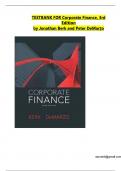 TEST BANK FOR Corporate Finance&comma; 3rd Edition By Jonathan Berk and Peter DeMarzo &vert; All Chapters &vert; Latest & Updated Version A&plus;