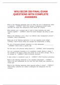 WVU BCOR 350 FINAL EXAM QUESTIONS WITH COMPLETE ANSWERS