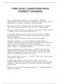 CWB LEVEL 2 QUESTIONS WITH CORRECT ANSWERS