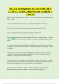NCLEX Management of Care UPDATED ACTUAL Exam Questions and CORRECT  Answers