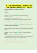 NCLEX Management of Care UPDATED Exam Questions and CORRECT Answers