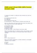 CWB Level 2 Exam With 100&percnt; Correct Answers 2025