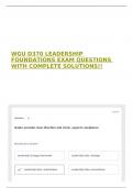 WGU D370 LEADERSHIP FOUNDATIONS EXAM QUESTIONS WITH COMPLETE SOLUTIONS&excl;&excl;