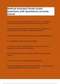 Medical Assistant Study Guide Questions &lpar;100 Questions&rpar; correctly solved