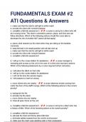 FUNDAMENTALS EXAM 2 ATI Questions and Answers