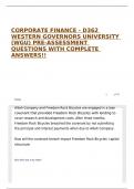 CORPORATE FINANCE - D362 WESTERN GOVERNORS UNIVERSITY &lpar;WGU&rpar; PRE-ASSESSMENT QUESTIONS WITH COMPLETE ANSWERS&excl;&excl;