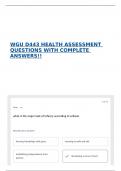 WGU D443 HEALTH ASSESSMENT QUESTIONS WITH COMPLETE ANSWERS&excl;&excl;