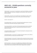 HSCI 412 &ndash; EXAM questions correctly answered to pass
