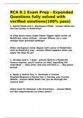 RCA 8&period;1 Exam Prep - Expanded Questions fully solved with verified solutions&lpar;100- pass&rpar;&period;