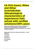 CA PCA Insect&comma; Mites and Other Invertebrates &lpar;Morphological characteristics of importance&rpar; fully solved & updated