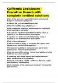 California Legislature - Executive Branch with complete verified solutions