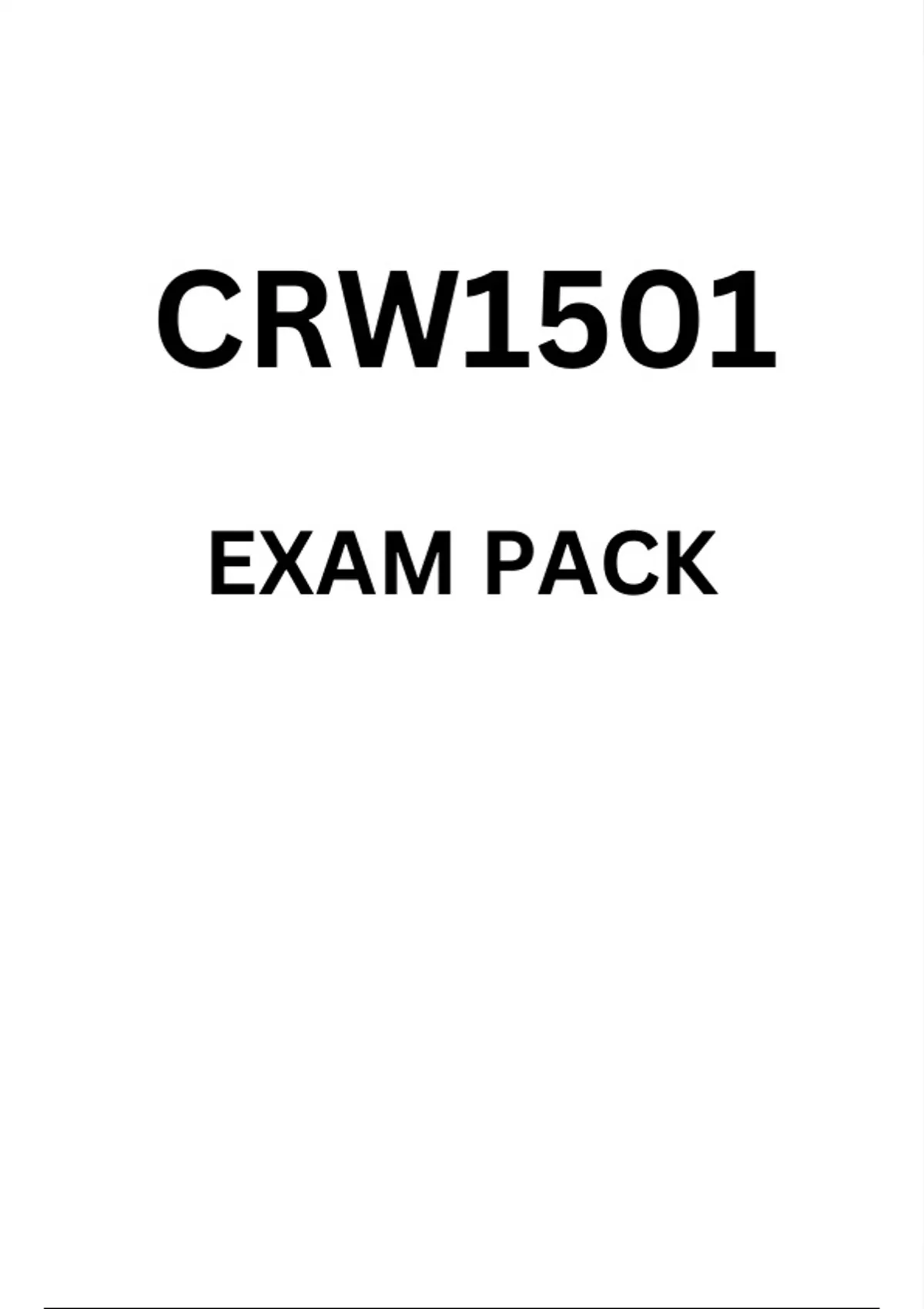 CRW1501 EXAM PACK 2025{DETAILED QUESTIONS AND ANSWERS} - CRW1501 ...