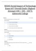 SO245 Social Impact of Technology Exam 6&7 Overall Grade &lpar;Highest Attempt&rpar;100 &sol; 100 - 100 &percnt; Ashworth College