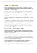 FDOT QC Manager Questions And Answers Already Graded A&plus;