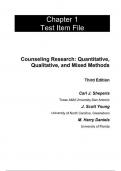 Test Bank For Counseling Research Quantitative&comma; Qualitative&comma; and Mixed Methods&comma; 3rd Edition by Carl J&period; Sheperis J Scott Young M Harry Daniels Chapter 1-18