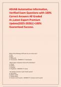 ASVAB Automotive Information&comma; Verified Exam Questions with 100&percnt; Correct Answers All Graded A&plus;&comma;Latest Expert Premium Update&lpar;2025-2026&rpar;&vert;>100&percnt; Guaranteed Success&period;