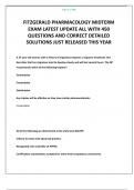 FITZGERALD PHARMACOLOGY MIDTERM EXAM LATEST UPDATE ALL WITH 450 QUESTIONS AND CORRECT DETAILED SOLUTIONS JUST RELEASED THIS YEAR 