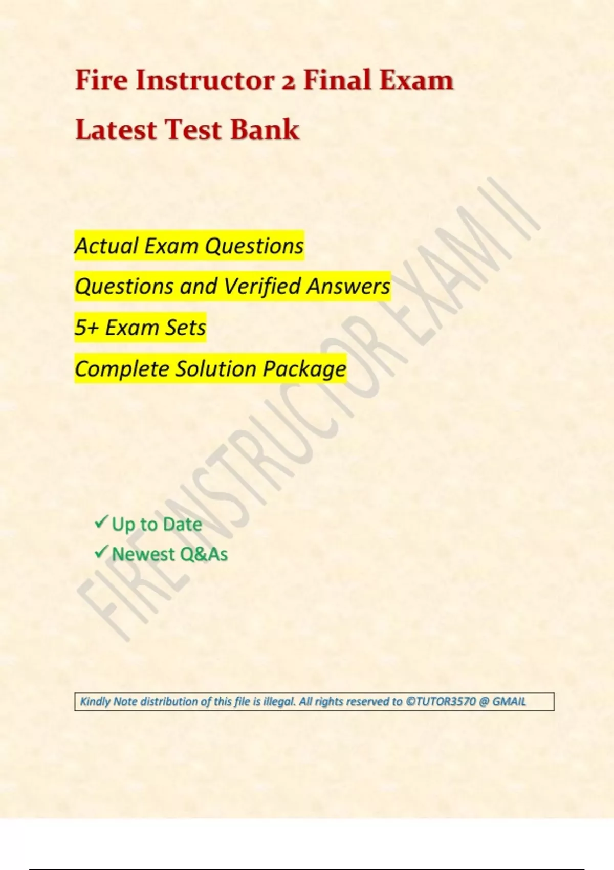 Fire Instructor Ii Practical Examples Fire Instructor 2 Final Exam Latest Test Bank 2025 Actual Exam ...