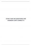 EXAM 3 NUR 303 QUESTIONS AND ANSWERS 100&percnt; CORRECT&excl;&excl;&excl;