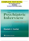 COMPLETE TEST BANK&colon; The Psychiatric Interview 4th Edition by Daniel Carlat Latest Update&period;