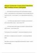 Arizona Contractor License CR-67 Questions With Verified Answers 2025&vert;2026