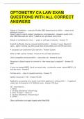 OPTOMETRY CA LAW EXAM QUESTIONS WITH ALL CORRECT ANSWERS  