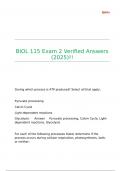 BIOL 115 Exam 2 Verified Answers &lpar;2025&rpar;&excl;&excl;