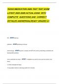 TEXAS MEDICATION AIDE TEST TEST EXAM LATEST 2025 &sol;2026 ACTUAL EXAM WITH COMPLETE QUESTIONS AND CORRECT DETAILED ANSWERS&sol;ALREADY GRADED A&plus;