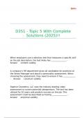 D351 - Topic 5 With Complete Solutions &lpar;2025&rpar;&excl;&excl;