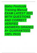 Idaho Pesticide Training Manual EXAM LATEST 2025 WITH QUESTIONS AND CORRECT VERIFIED ANSWERS GRADED A&plus; GUARANTEED 100&percnt; PASS