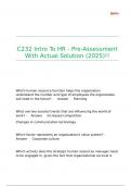 C232 Intro To HR - Pre-Assessment With Actual Solution &lpar;2025&rpar;&excl;&excl;
