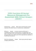 D351 Functions Of Human Resources Management Pre Assessment With Correct Answers &lpar;2025&rpar;&excl;&excl;