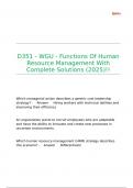 D351 - WGU - Functions Of Human Resource Management With Complete Solutions &lpar;2025&rpar;&excl;&excl;