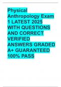 Physical Anthropology Exam 1 LATEST 2025 WITH QUESTIONS AND CORRECT VERIFIED ANSWERS GRADED A&plus; GUARANTEED 100&percnt; PASS