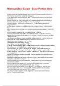 Missouri Real Estate - State Portion Only Exam 2025&sol;2026 Questions With Completed & Verified Solutions&period;