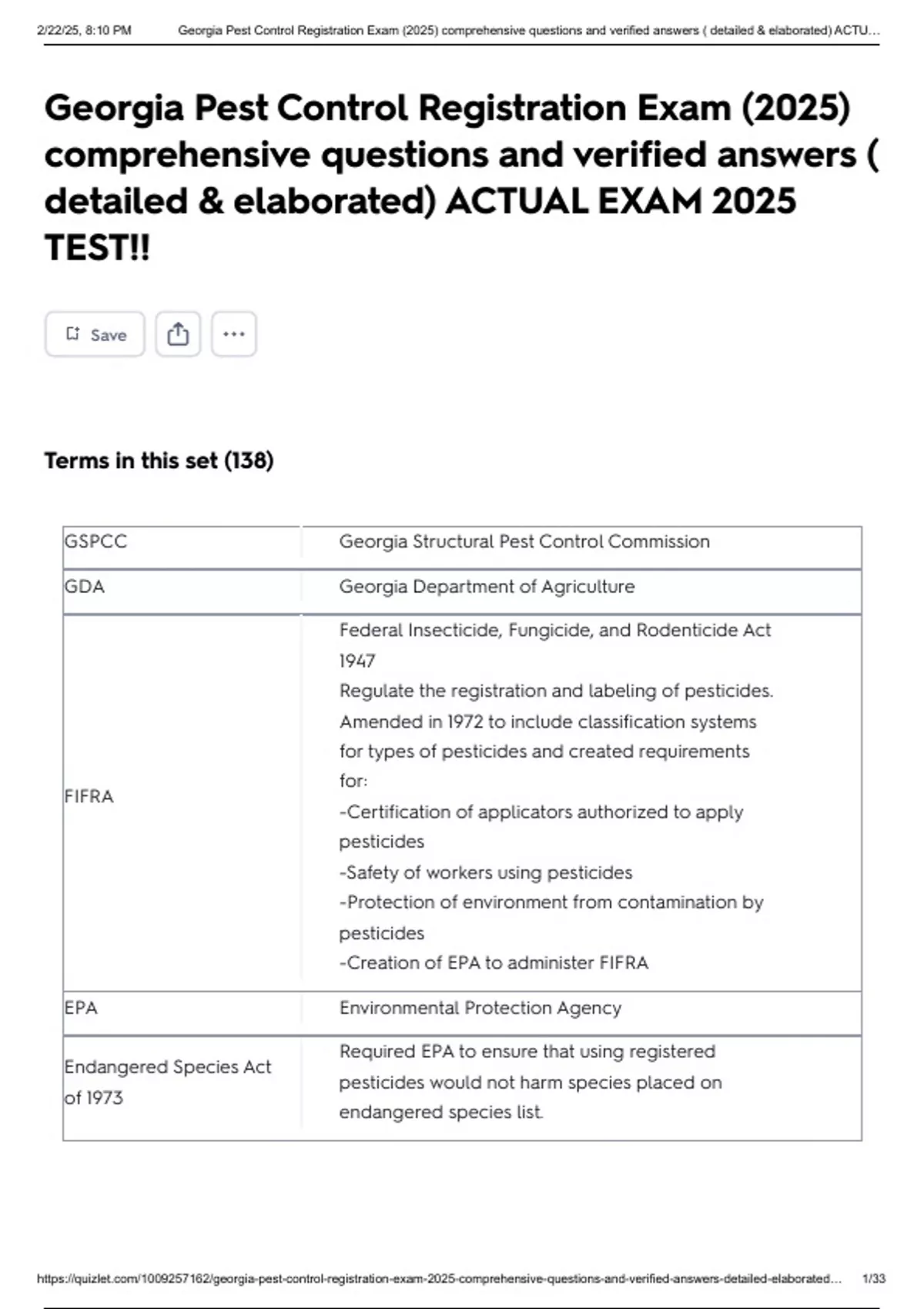 Georgia Pest Control Registration Exam (2025) comprehensive questions ...