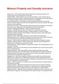 Missouri Property and Casualty Insurance Exam 2025&sol;2026 Questions With Completed & Verified Solutions&period;