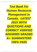 Test Bank For Human Resources Management in Canada&comma;  LATEST 2025 WITH QUESTIONS AND CORRECT VERIFIED ANSWERS GRADED A&plus; GUARANTEED 100&percnt; PASS
