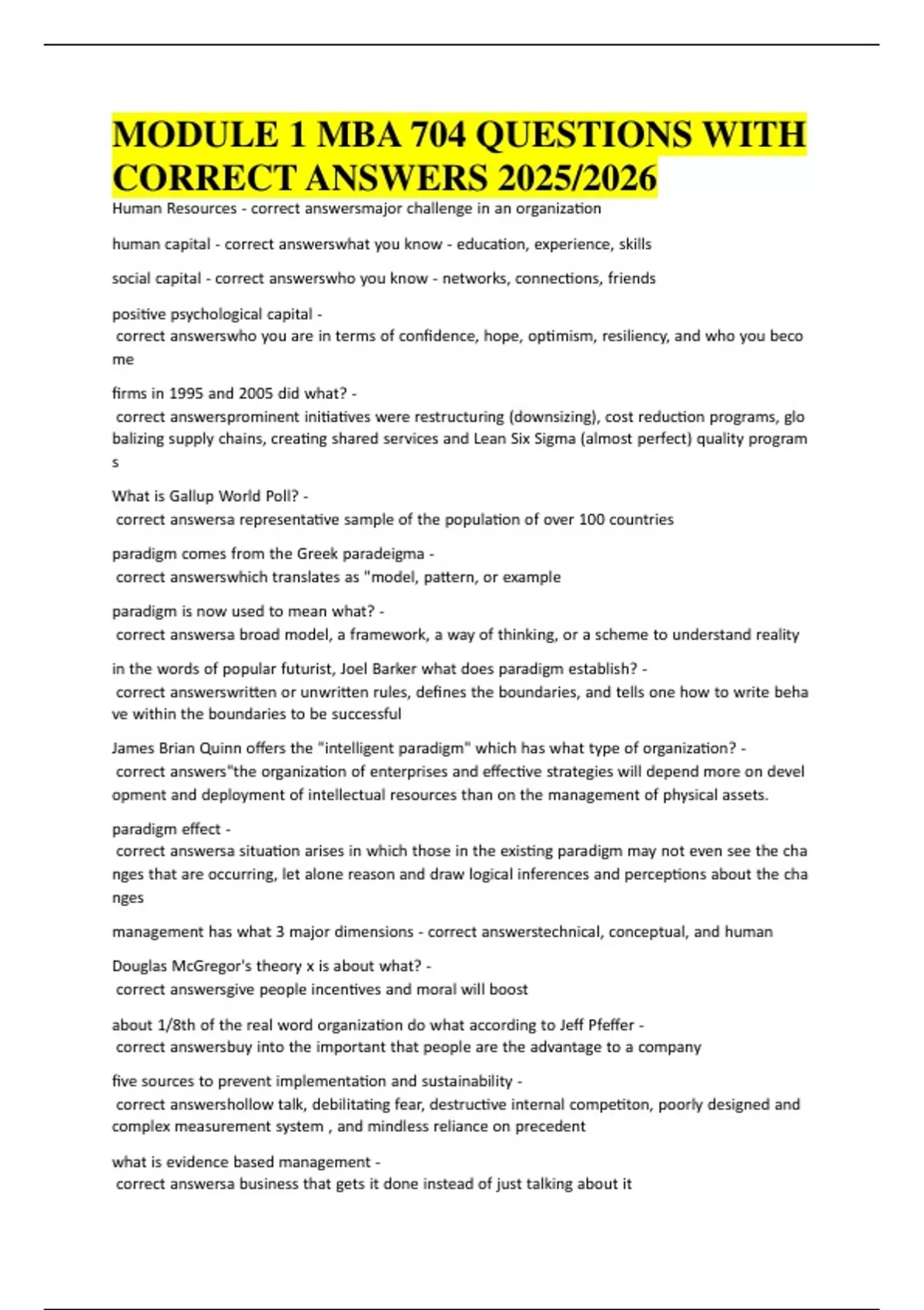 Module 1 Mba 704 Questions With Correct Answers 2025 Vb Mba 704