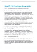 UNA AR-170 Final Exam Study Guide All Possible Questions and Answers with complete solution