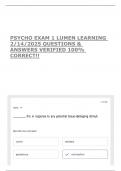 PSYCHO EXAM 1 LUMEN LEARNING 2&sol;14&sol;2025 QUESTIONS & ANSWERS VERIFIED 100&percnt; CORRECT&excl;&excl;
