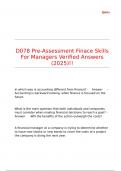 D078 Pre-Assessment Finace Skills For Managers Verified Answers &lpar;2025&rpar;&excl;&excl;