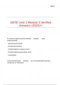 D078 Unit 3 Module 3 Verified Answers &lpar;2025&rpar;&excl;&excl;