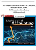 TEST BANK Managerial Accounting The Cornerstone of Business Decision Making&comma; 8th Edition by Maryanne Mowen and Hansen ISBN&colon;9780357715345 all chapters 1-15 