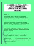 SYG 2000 UCF FINAL EXAM &vert;LATEST UPDATE 2025 &vert;GUARANTEED ACCURATE ANSWERS