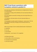 DEP Final Exam questions with complete solutions graded A&plus;