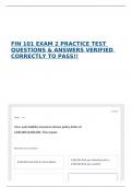 FIN 101 EXAM 2 PRACTICE TEST QUESTIONS & ANSWERS VERIFIED CORRECTLY TO PASS&excl;&excl;