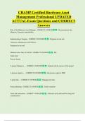 CHAMP Certified Hardware Asset  Management Professional UPDATED ACTUAL Exam Questions and CORRECT  Answers