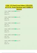COSC 275 Final Exam Palmer UPDATED ACTUAL Exam Questions and CORRECT  Answers